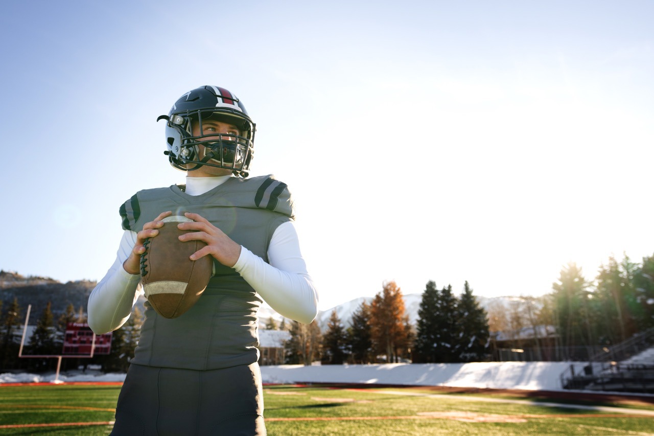 American football player uniform training field